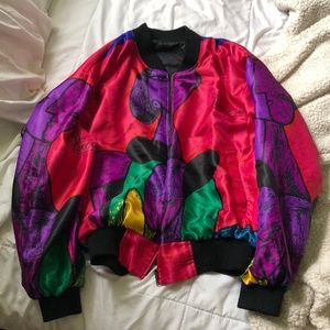 Vintage Silk Picasso Bomber Jacket